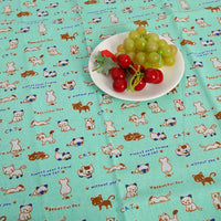 HKM-491155 Cat Head Design Linseed Cotton Fabric for DIY Tablecloths, Curtains, Cushions, and More
