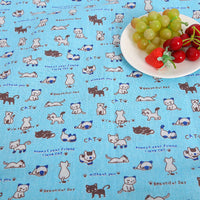 HKM-491155 Cat Head Design Linseed Cotton Fabric for DIY Tablecloths, Curtains, Cushions, and More