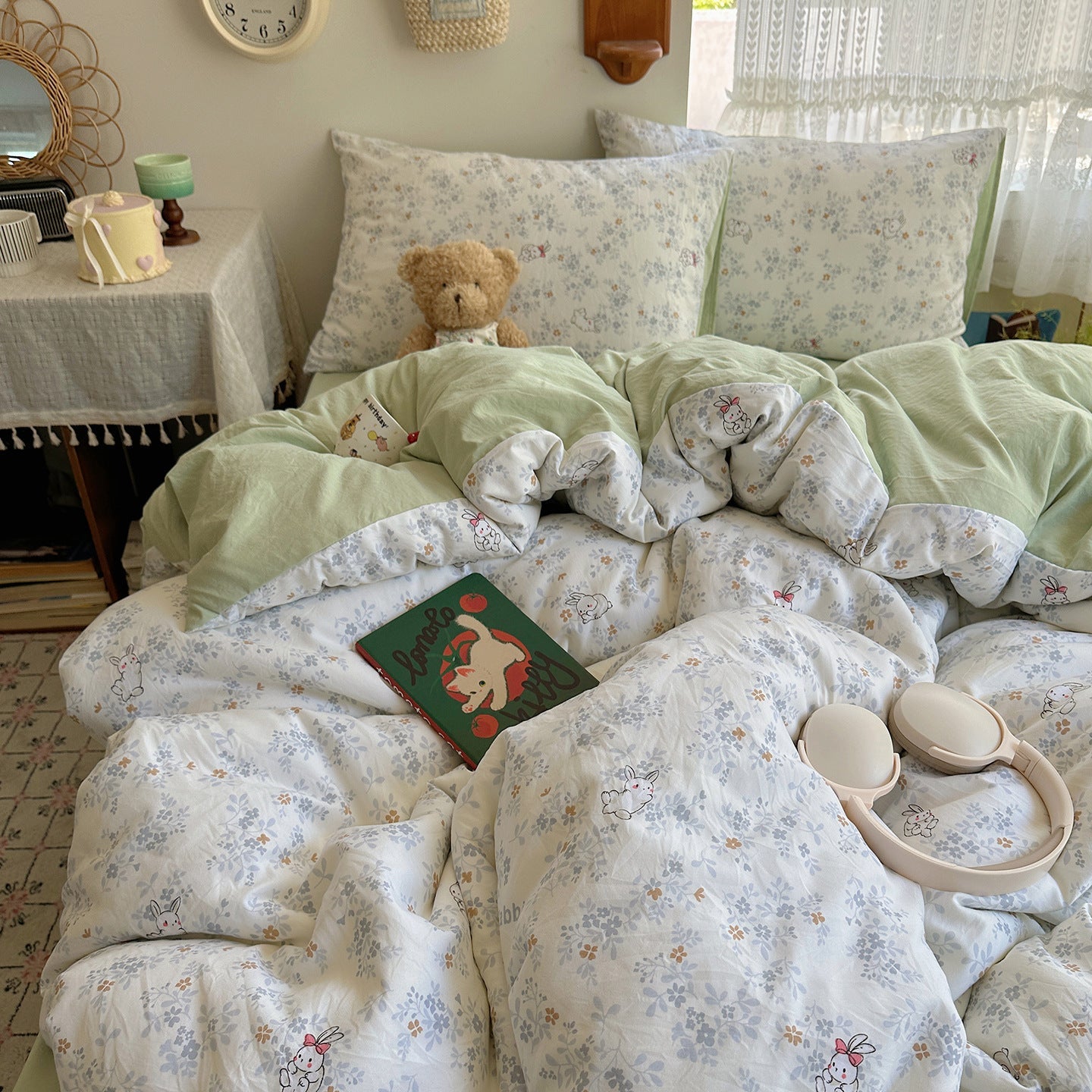 HKM-491155 Pure Washed Cotton 4-Piece Bed Set for 2.0m Bed - Stripes, Geometric, Cartoon Patterns
