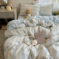 HKM-491155 Pure Washed Cotton 4-Piece Bed Set for 2.0m Bed - Stripes, Geometric, Cartoon Patterns