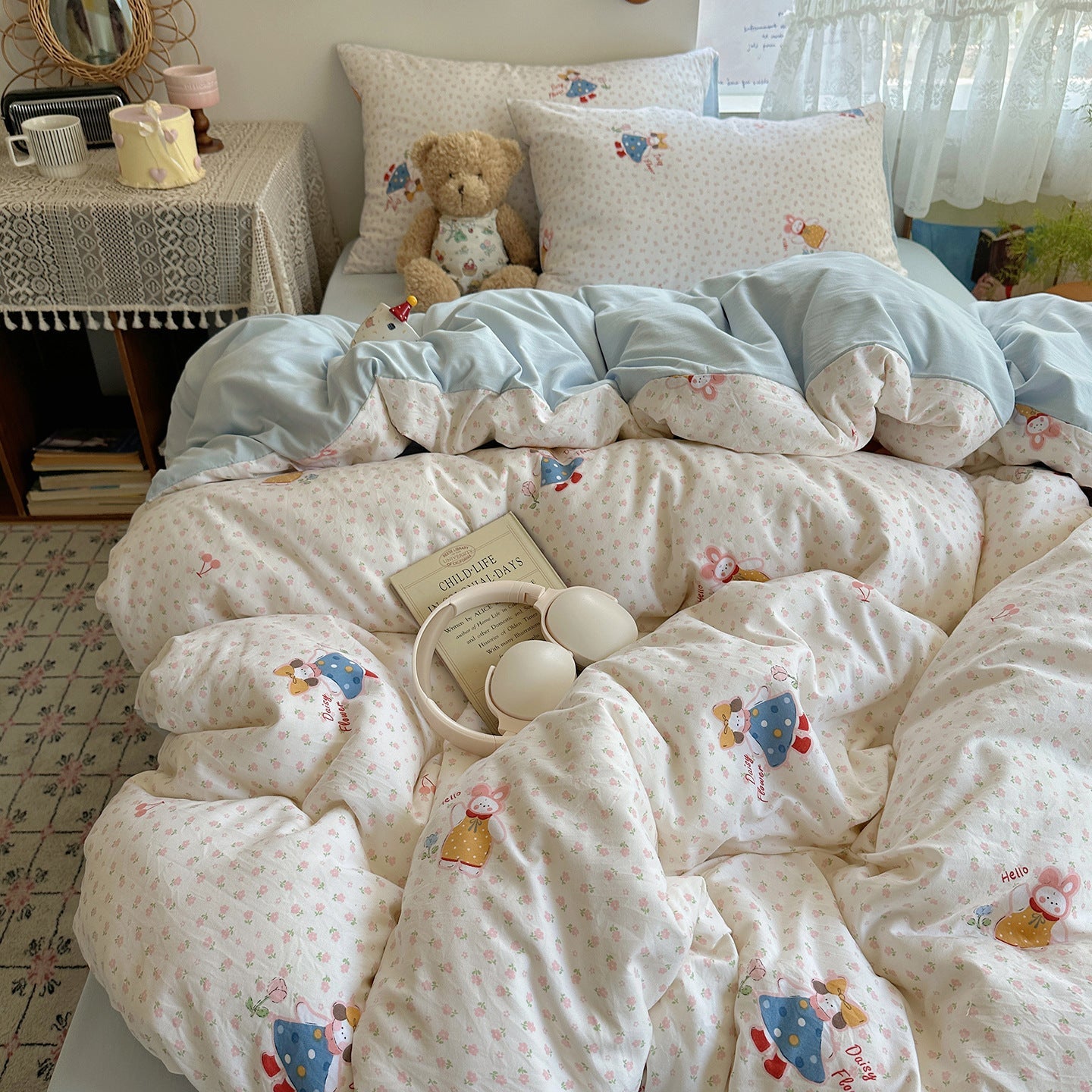 HKM-491155 Pure Washed Cotton 4-Piece Bed Set for 2.0m Bed - Stripes, Geometric, Cartoon Patterns
