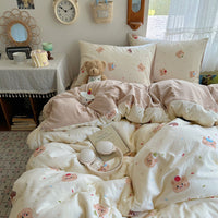 HKM-491155 Pure Washed Cotton 4-Piece Bed Set for 2.0m Bed - Stripes, Geometric, Cartoon Patterns