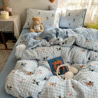 HKM-491155 Pure Washed Cotton 4-Piece Bed Set for 2.0m Bed - Stripes, Geometric, Cartoon Patterns