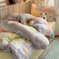 HKM-491155 Pure Washed Cotton 4-Piece Bed Set for 2.0m Bed - Stripes, Geometric, Cartoon Patterns