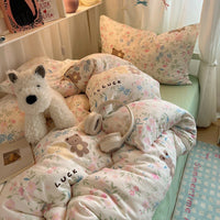 HKM-491155 Pure Washed Cotton 4-Piece Bed Set for 2.0m Bed - Stripes, Geometric, Cartoon Patterns
