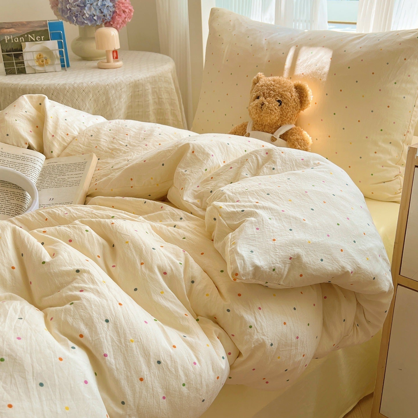 HKM-491155 Pure Washed Cotton 4-Piece Bed Set for 2.0m Bed - Stripes, Geometric, Cartoon Patterns