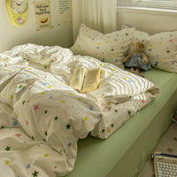 HKM-491155 Pure Washed Cotton 4-Piece Bed Set for 2.0m Bed - Stripes, Geometric, Cartoon Patterns