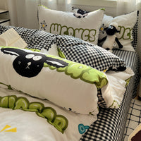 HKM-491155 Pure Washed Cotton 4-Piece Bed Set for 2.0m Bed - Stripes, Geometric, Cartoon Patterns