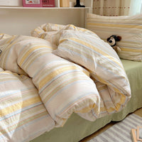 HKM-491155 Pure Washed Cotton 4-Piece Bed Set for 2.0m Bed - Stripes, Geometric, Cartoon Patterns