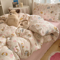 HKM-491155 Pure Washed Cotton 4-Piece Bed Set for 2.0m Bed - Stripes, Geometric, Cartoon Patterns