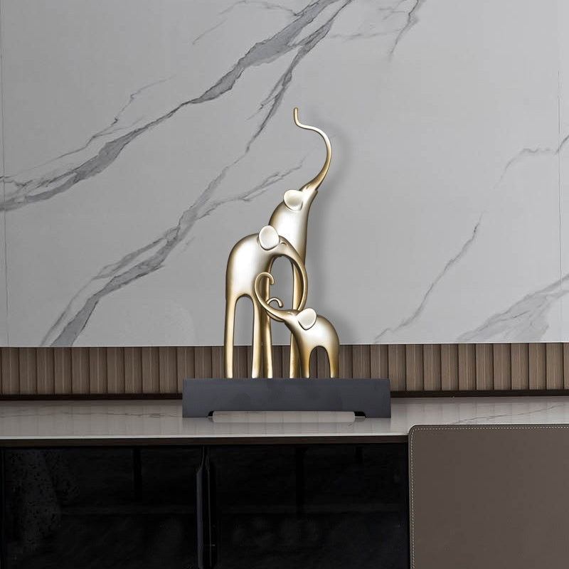 HKM-491411 Elegant Elephant Decorative Craft in Bright Gold, Rose Gold, Silver, and Retro Colors