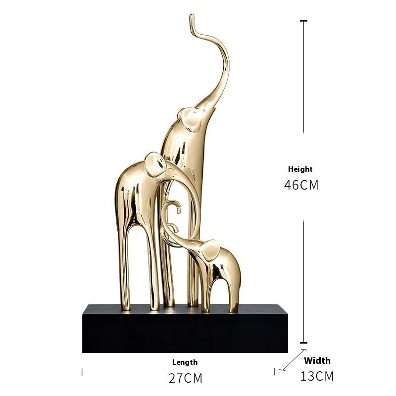HKM-491411 Elegant Elephant Decorative Craft in Bright Gold, Rose Gold, Silver, and Retro Colors