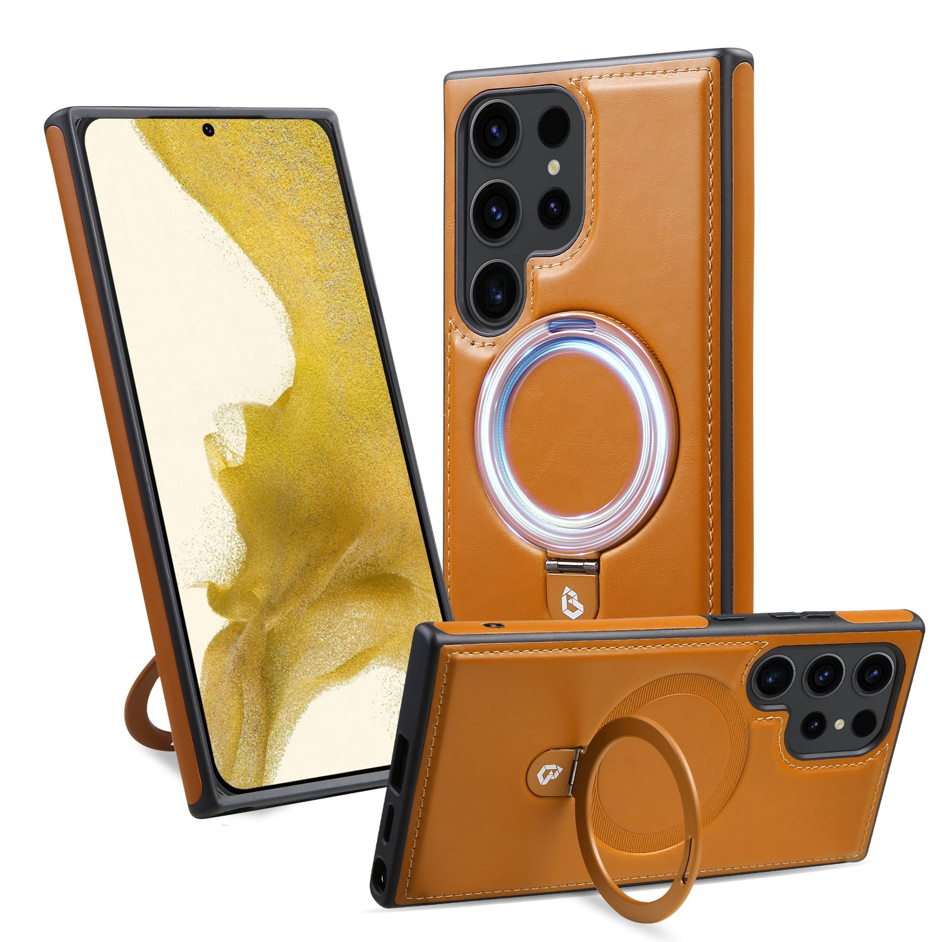 HKM-491411 Magnetic Leather Protective Cover with Stand for Samsung Devices