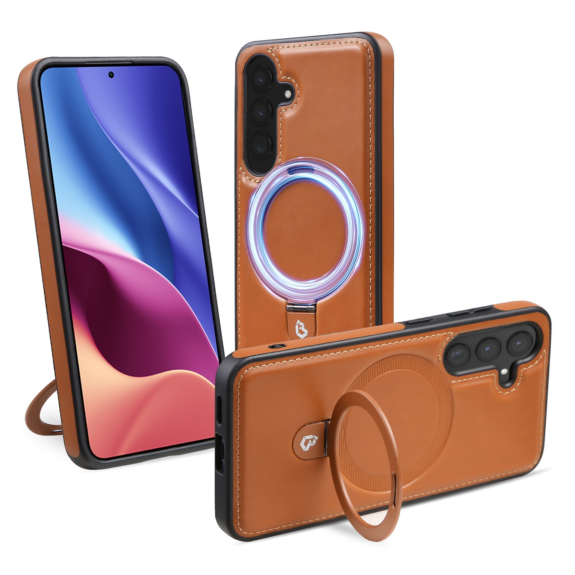 HKM-491411 Magnetic Leather Protective Cover with Stand for Samsung Devices