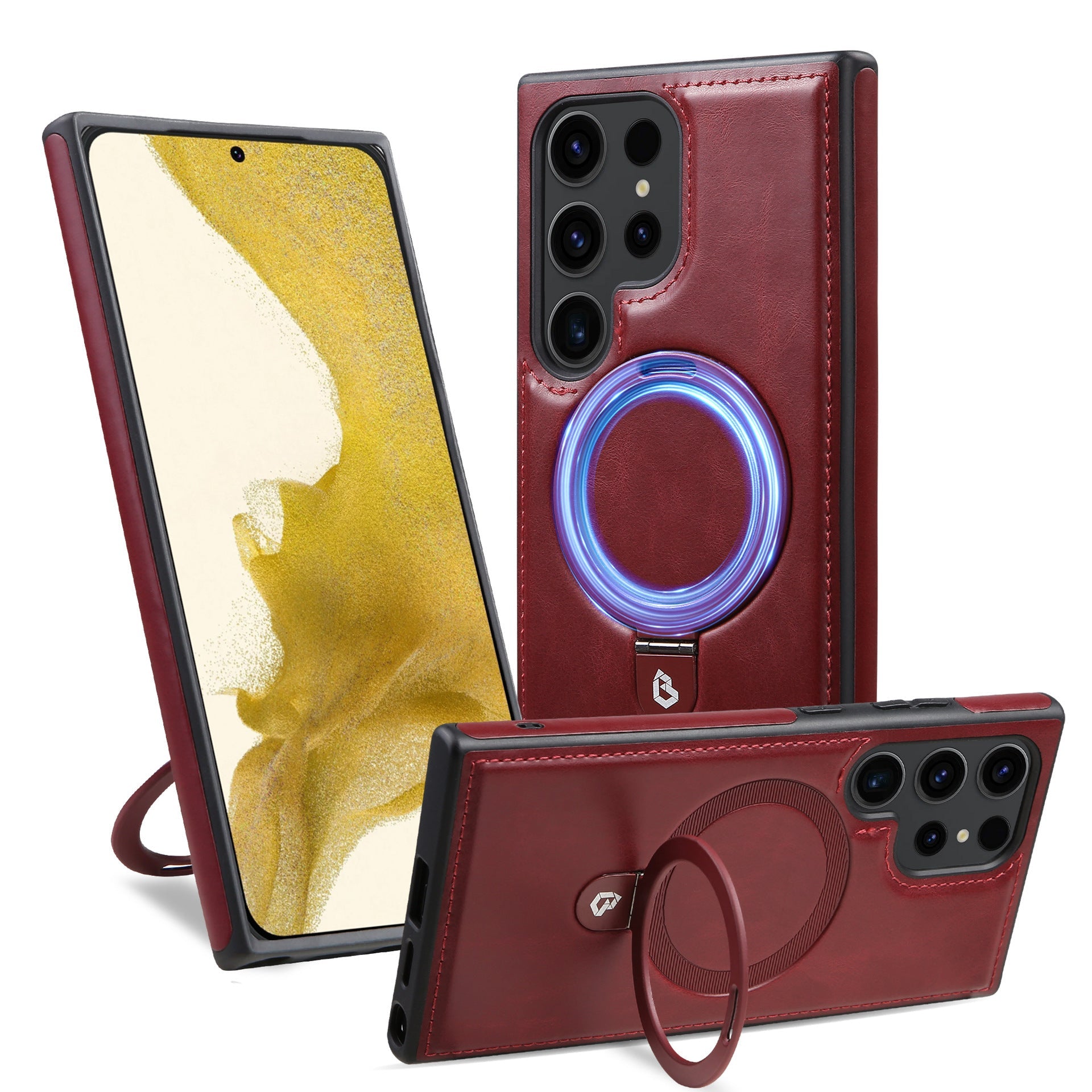 HKM-491411 Magnetic Leather Protective Cover with Stand for Samsung Devices