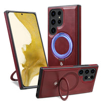 HKM-491411 Magnetic Leather Protective Cover with Stand for Samsung Devices