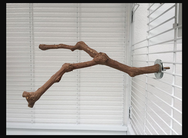 HKM-491411 Natural Vine Perch Stand Pole for Parrots and Birds, Unique Grape Wood Habitat