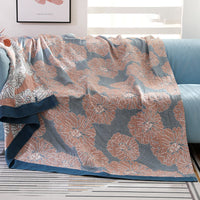 HKM-491475 Five-Layer Cotton Yarn Blanket with Floral Design for Spring and Autumn - Available in Two Sizes