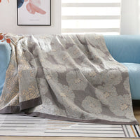 HKM-491475 Five-Layer Cotton Yarn Blanket with Floral Design for Spring and Autumn - Available in Two Sizes