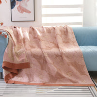 HKM-491475 Five-Layer Cotton Yarn Blanket with Floral Design for Spring and Autumn - Available in Two Sizes