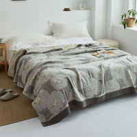 HKM-491475 Five-Layer Cotton Yarn Blanket with Floral Design for Spring and Autumn - Available in Two Sizes