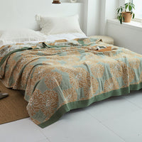 HKM-491475 Five-Layer Cotton Yarn Blanket with Floral Design for Spring and Autumn - Available in Two Sizes