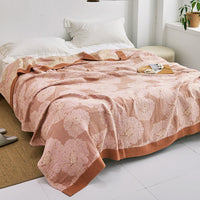 HKM-491475 Five-Layer Cotton Yarn Blanket with Floral Design for Spring and Autumn - Available in Two Sizes