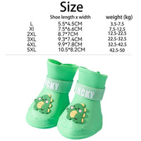 HKM-491475 Waterproof Anti-Slip Rubber Pet Rain Boots for Small, Medium, and Large Dogs and Cats - 4 Pack