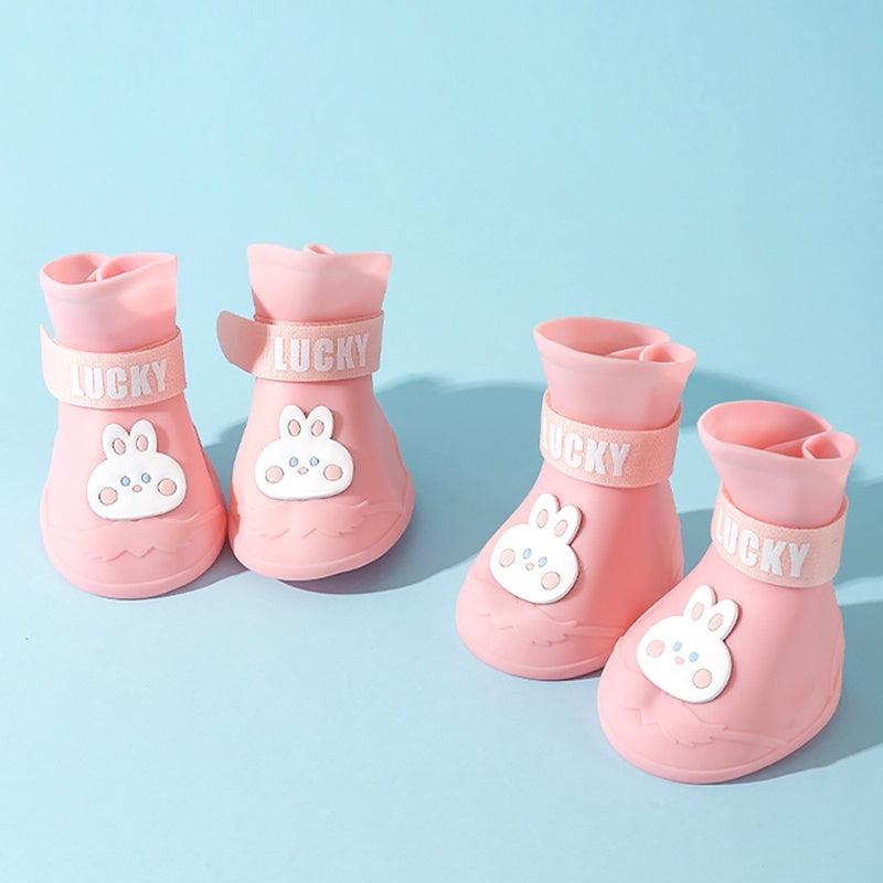 HKM-491475 Waterproof Anti-Slip Rubber Pet Rain Boots for Small, Medium, and Large Dogs and Cats - 4 Pack