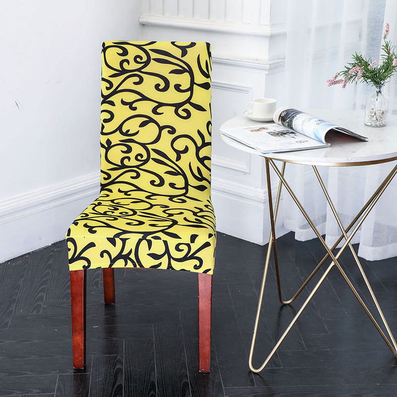 HKM-491539 Elastic Anti-Fouling Chair Cover for Rectangular Chairs, Polyester Blend, Fits Chair Backs 45-58cm