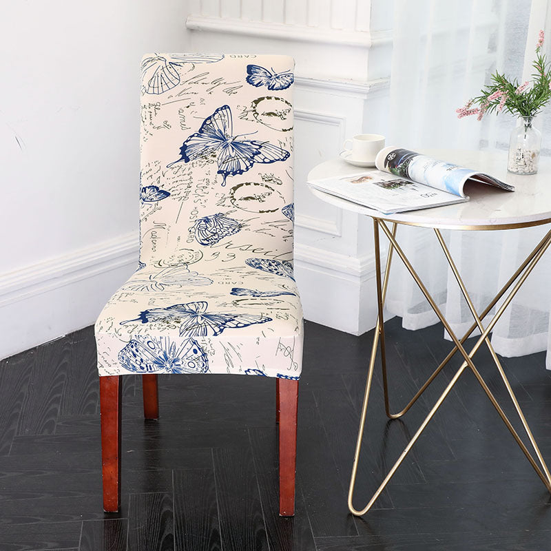 HKM-491539 Elastic Anti-Fouling Chair Cover for Rectangular Chairs, Polyester Blend, Fits Chair Backs 45-58cm