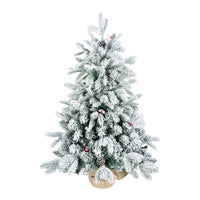 HKM-491603 3ft Snow Flocked Mini Christmas Tree with Pine Cones and Red Berries