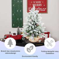 HKM-491603 3ft Snow Flocked Mini Christmas Tree with Pine Cones and Red Berries