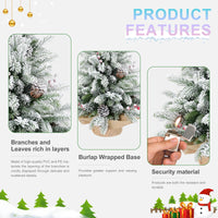 HKM-491603 3ft Snow Flocked Mini Christmas Tree with Pine Cones and Red Berries