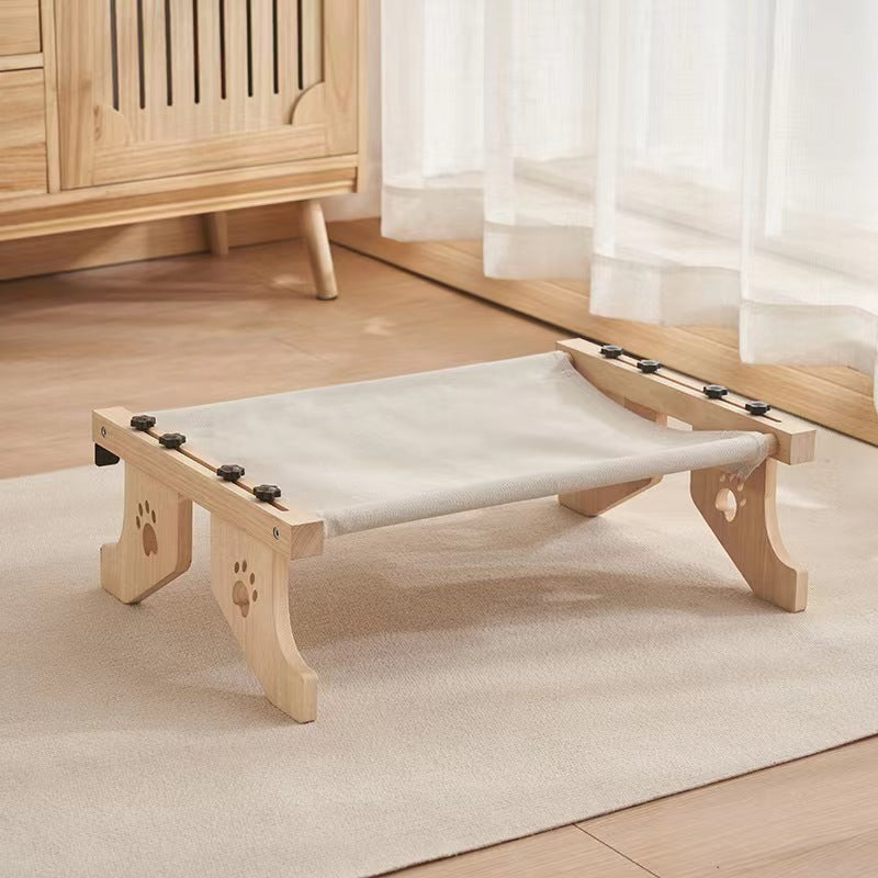 HKM-491603 Cat Window Hammock with Cotton Cushion - Wooden Pet Bed for Cats, 62x38cm