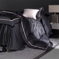 HKM-491795 Cotton Jacquard 4-Piece Bed Sheet and Duvet Cover Set in Faint Gold and Gray