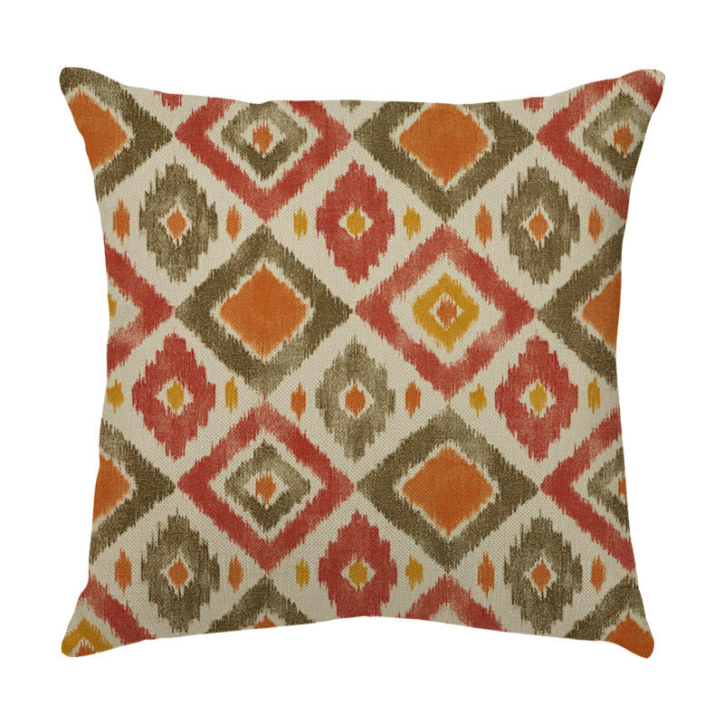 HKM-491859 Geometric Pattern Linen Pillowcase Cover - Modern Style, 45x45cm