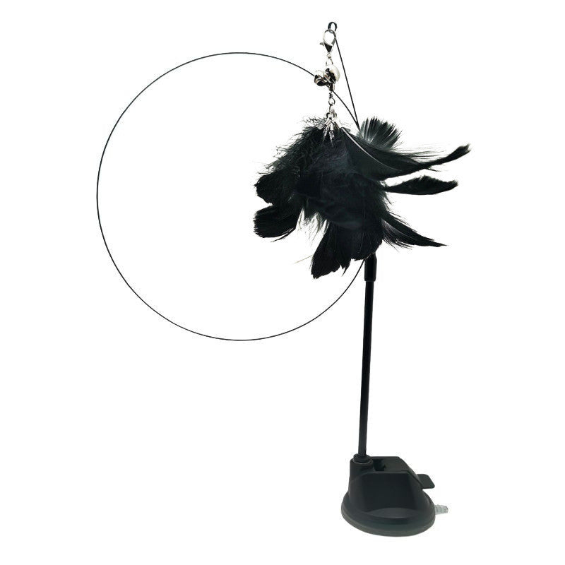 HKM-491923 Steel Wire Feather Funny Cat Stick Long Rod