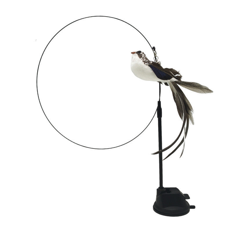 HKM-491923 Steel Wire Feather Funny Cat Stick Long Rod