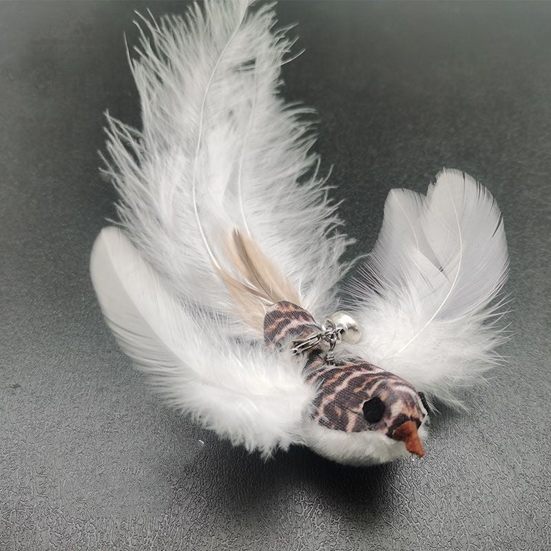 HKM-491923 Steel Wire Feather Funny Cat Stick Long Rod