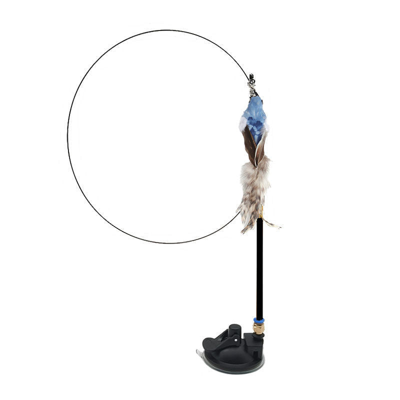 HKM-491923 Steel Wire Feather Funny Cat Stick Long Rod