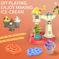 HKM-492051 Colorful DIY Play Clay Ice Cream Maker Set for Kids with Tree House Moulds, 7 Colors, Age 3+