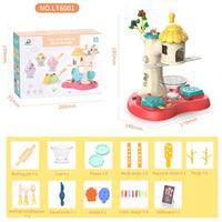 HKM-492051 Colorful DIY Play Clay Ice Cream Maker Set for Kids with Tree House Moulds, 7 Colors, Age 3+