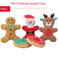 HKM-492115 Plush Sound Toys for Pets - Christmas Cartoon Series with Santa Claus, Elk, and Gingerbread Man Designs