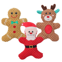 HKM-492115 Plush Sound Toys for Pets - Christmas Cartoon Series with Santa Claus, Elk, and Gingerbread Man Designs