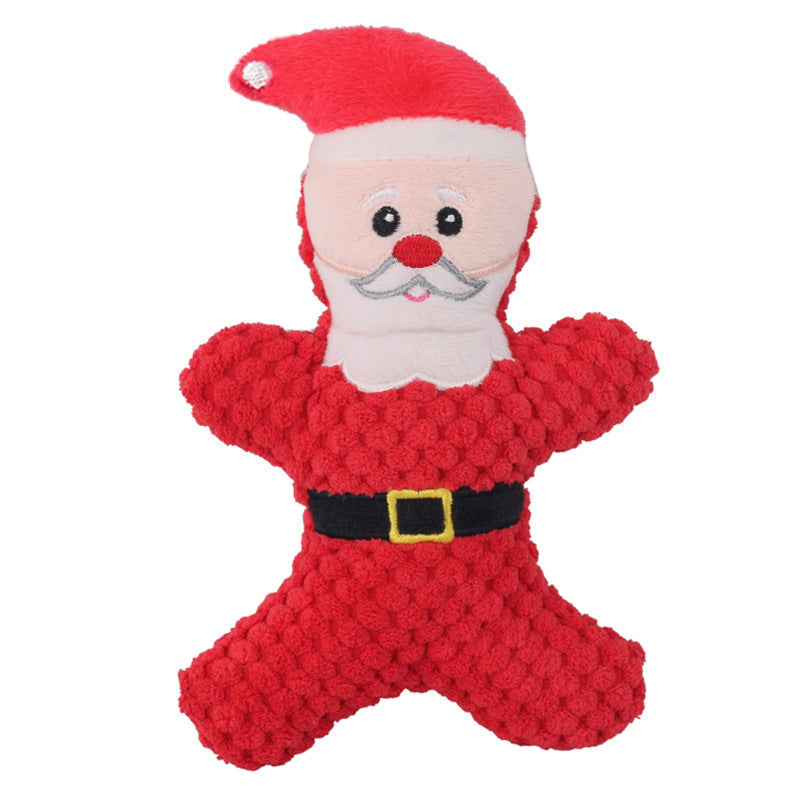 HKM-492115 Plush Sound Toys for Pets - Christmas Cartoon Series with Santa Claus, Elk, and Gingerbread Man Designs