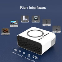 HKM-492179 Portable LED Video Projector, 1080P Home Theater Media Player for Wired and Wireless Screen Sharing with Android and iOS Devices