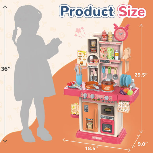 Children's Mini Kitchen Play Set - 46-Piece Pretend Cooking Toy for Ages 2-13