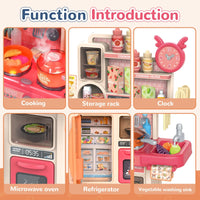 HKM-492435 Children's Mini Kitchen Play Set - 46-Piece Pretend Cooking Toy for Ages 2-13