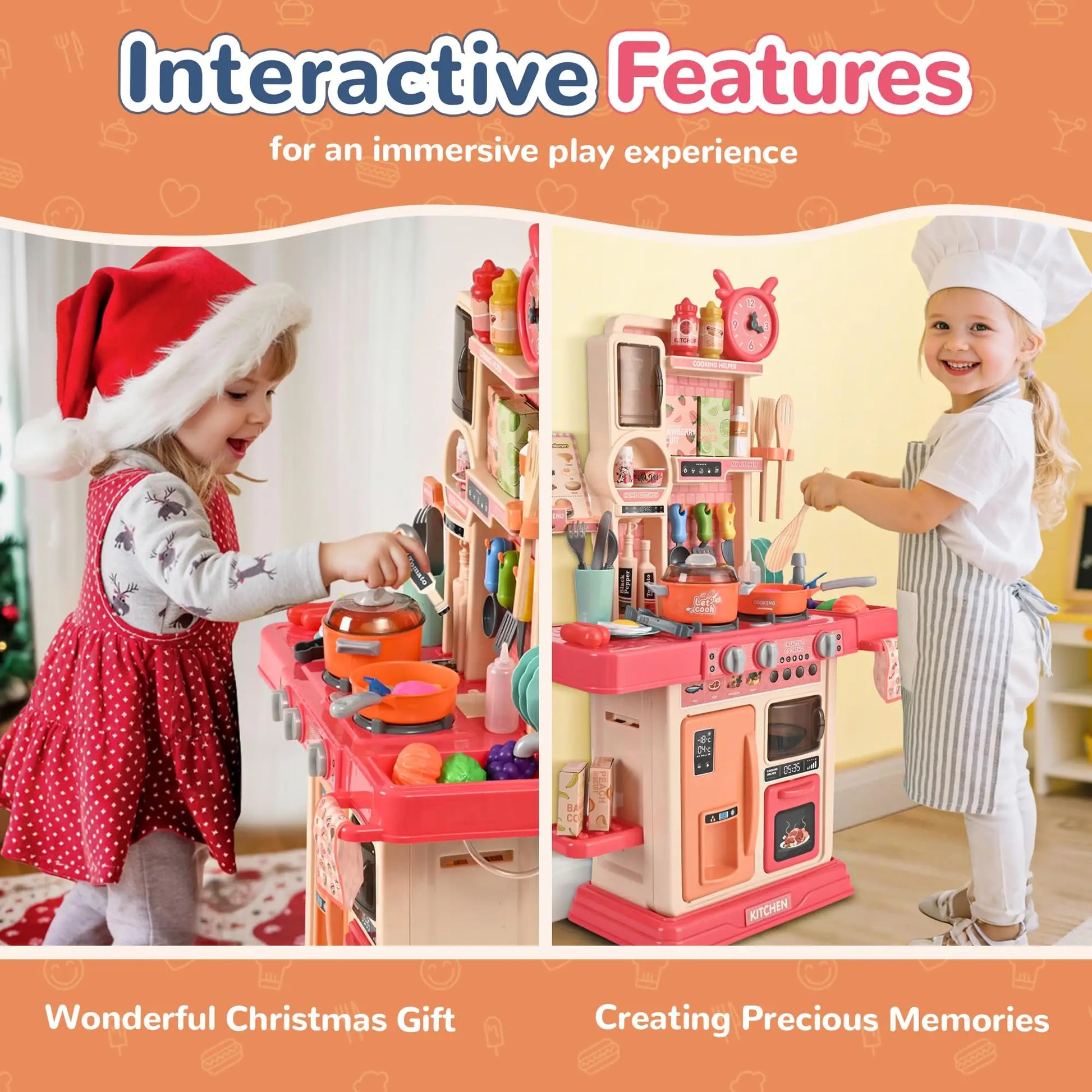 Children's Mini Kitchen Play Set - 46-Piece Pretend Cooking Toy for Ages 2-13